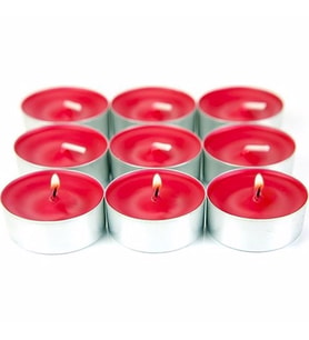 Dekoratif Yuvarlak Mini Tea Light Mum Kırmızı 50Li