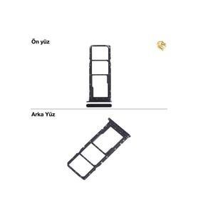 Uyumlu Galaxy A05 Sim İç Yuvası Çiftli Siyah Çiftli sim yuvası ikili sim tepsisi çiftli sim aparatı dual sim çekmecesi