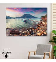 Tekli Yatay Kanvas Duvar Tablosu Ahşap İskele ve Deniz Doğa