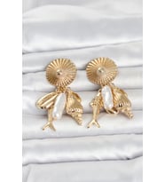Gold Renk Deniz Temalı Vintage Kadın Küpe