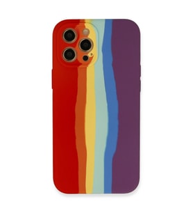 Apple İphone 12 Pro Max Kılıf Ebruli Lansman Silikon - Kırmızı-mor