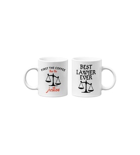 Avukat/Lawyer Hukukçu Temalı Hediyelik İkili Beyaz Seramik Kupa Seti-1-İKİLİ