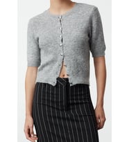 Kadın Modern Tarz Regular Bisiklet Yaka Crop Triko Hırka