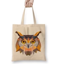 Geometric Animal Owl Bez Çanta Uzun Saplı