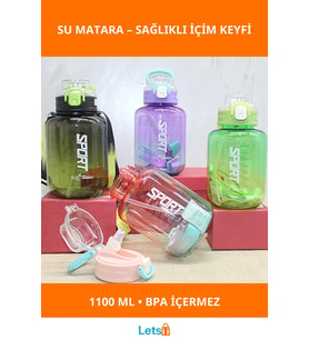 1100 ml Pipetli Su Matarası BPA İçermeyen Sağlıklı Aktif Yaşam İçin