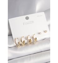925 Ayar Gümüş Çivi Pirinç Gold Renk Tiffany Halka Model Kadın Küpe Seti