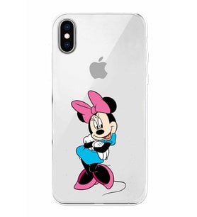Apple iPhone XS Uyumlu Kamera Korumalı Tıpalı Kapak Minnie Mouse TasarımlıŞeffaf Kılıf