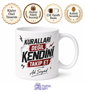Rebel Temalı Asi Kupa - Özgür Ruh Baskılı Porselen Bardak Hediye