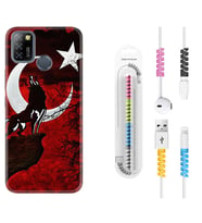 INFINIX Smart 4 5 6 Zero 8 S5 Pro Kılıf Kablo Koruma Spiral Silikon Wolf and Moon 2 1381