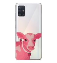 Samsung Galaxy A71 Uyumlu Sevimli İnek Tasarımlı Şeffaf Telefon Kılıfı
