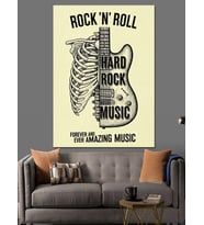 İskelet Gitar Rock Müzik Dekoratif Kanvas - Mdf Ahşap Tablo