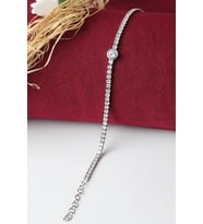 Tektaş Su Yolu Tenis Bileklik 925 Ayar Zirkon Taşlı Beyaz Silver Zincir Bileklik (Gümüş)
