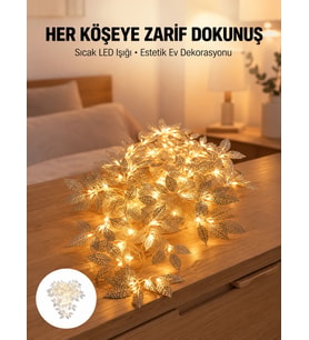 Yaprak Şekilli Gümüş Led Işık Pilli Dekoratif Aydınlatma