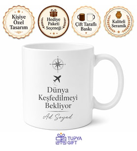 I'd Rather Be Traveling Baskılı Seyahat Temalı İngilizce Kupa Bardak Hediye