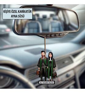 Kişiye Özel Avukat Karikatür Ayna Süsü – Hukukçulara Özel Araç İçi Hediyelik