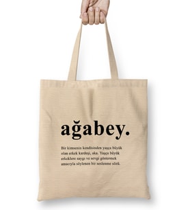 Ağabey Abiye Hediye Bez Çanta Uzun Saplı