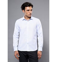 Kendinden Desenli Buz Mavi Slim Fit Gömlek  Wessi