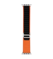 Apple Watch 7 41mm Uyumlu Kordon Naylon Kumaş Spor Görünümlü Band-74 Hasır Kayış (Siyah - Turuncu)