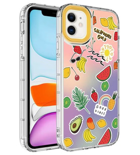 Apple iPhone 11 Kılıf Kamera Çıkıntılı Renkli Desenli Silikon NO4