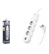 Fly 3393-01 Termal Akım Korumalı 3'lü Priz 2 USB Girişli 2 Metre - Beyaz