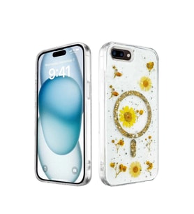 iPhone 7 Kılıf Daisy Simli Magsafe Kapak - Gold