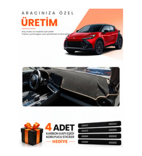TOYOTA CHR HEAD UP DİSPLAY YOK (2024-2026) Uyumlu Torpido Koruma Örtüsü Oto Kılıfı - Siyah Bej