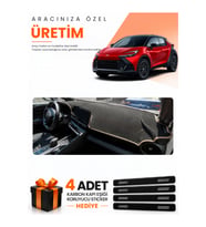 TOYOTA CHR HEAD UP DİSPLAY YOK (2024-2026) Uyumlu Torpido Koruma Örtüsü Oto Kılıfı - Siyah Bej