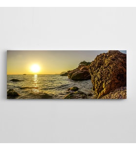 Gün Doğumu Kayalar ve Deniz Panoramik Kanvas Tablo