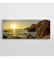 Gün Doğumu Kayalar ve Deniz Panoramik Kanvas Tablo