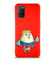 Oppo A72 Soft Premier Kapak Bayan Puff Tasarımlı Silikon Kılıf - Kırmızı (Şeffaf)