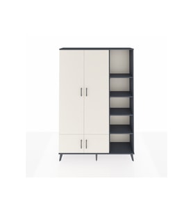 Arges Dolap 6 Raflı 4 Kapaklı Tek Askılı 132x30x195 Antrasit-Aytaşı/Antrasit