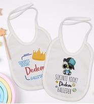 BK Kids Dedem Halleder Tasarımlı 2’li Beyaz Mama Önlüğü-1