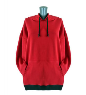 Kapüşonlu Kadın Sweatshirt - Kırmızı Siyah Enerji