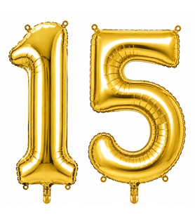 15 Rakam Folyo Balon Altın Rengi (76 cm)