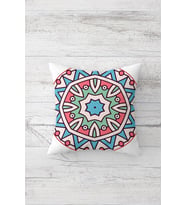 Renkli Yıldız Desen Mandala Çift Tarafı Baskılı Gizli Fermuarlı Yastık Kılıfı Kırlent Yastık Kılıfı (Mavi)