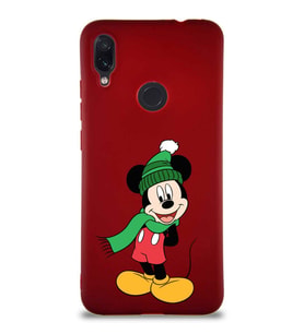 Xiaomi Redmi Note 7 Soft Premier Kapak Mickey Mouse-G Tasarımlı Silikon Kılıf - Mürdüm (Şeffaf)