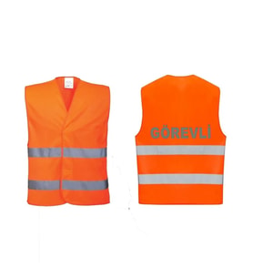 AskerVadisi GÖREVLİ Yazılı TURUNCU Renk Reflektörlü İkaz Yeleği x 3 Adet