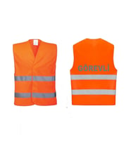 AskerVadisi GÖREVLİ Yazılı TURUNCU Renk Reflektörlü İkaz Yeleği x 3 Adet