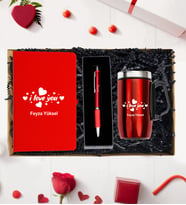 Seni Seviyorum Defter Termos Kalem Set (Kırmızı)