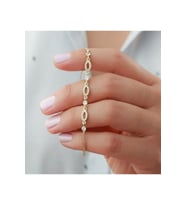 925 Ayar Oval Taşlı Model Gold Gümüş Bileklik