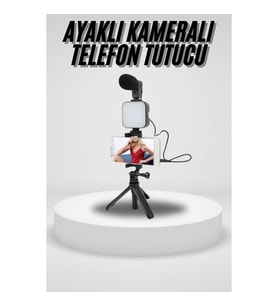 Akıllı Telefon Vlog Kiti Tripod Mini Mikrofonlu Telefon Tutucu