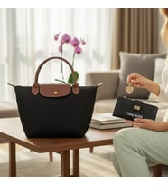 Givenza Kişiye Özel Çüzdan Ve Kolye Hediyeli Kadın Çift Askılı Shopper Çanta (Siyah-Taba)