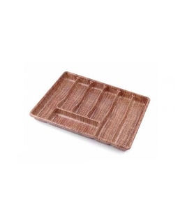Baroness 10890 Ahşap Görünümlü 7 Bölmeli Maxi Boy Plastik Kaşıklık 49x36x4,5 cm (Kahverengi)