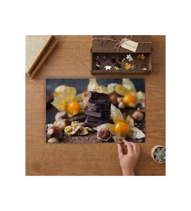 Çikolata ve Fındık Tasarımı 240 parça Ahşap Puzzle Ahşap Kutuda MP07942