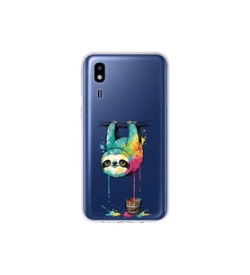 Samsung Galaxy A2 Core ile Uyumlu Splash Tembel Hayvan Tasarımlı Şeffaf Silikon Kılıf
