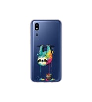 Samsung Galaxy A2 Core ile Uyumlu Splash Tembel Hayvan Tasarımlı Şeffaf Silikon Kılıf