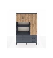 Hyperion Dolap 7 Raflı 5 Çekmeceli 3 Kapaklı 132x44x195 Antrasit-Çam/Antrasit