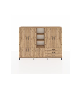 Arges Dolap 11 Raflı 3 Çekmeceli 7 Kapaklı 220x30x163 Çam-Çam