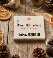 Kişiye Özel Fen Bilimleri Öğretmeni Bardak Altlığı Öğretmenler Günü Hediyesi (Krem)