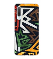 Xiaomi Mi 9 Lite Uyumlu Kapak Soyut Grafiti Tasarımlı Şeffaf Silikon Kılıf